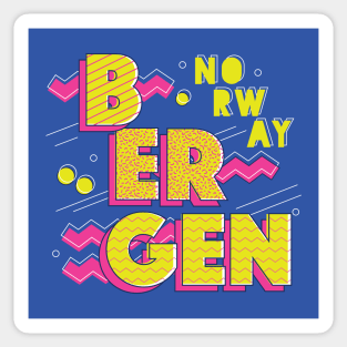 Retro 90s Bergen, Norway Sticker